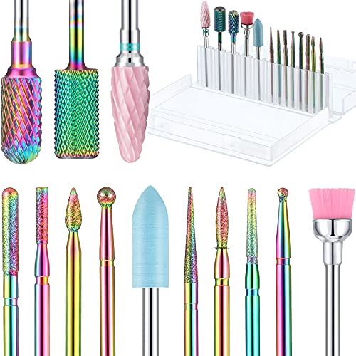 13 Pieces Nail Drill Bits Set Nail Cuticle Drill Bit Polish Removing Drill Bi...