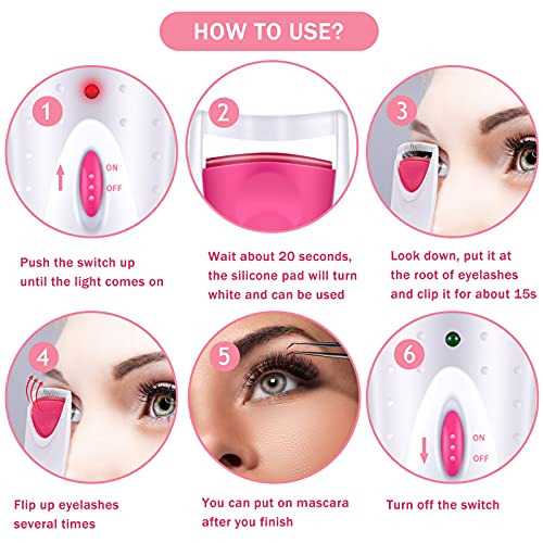 2 Pieces Heated Eyelash Curler Electric Eyelash Curlers Painless Safety Desig...