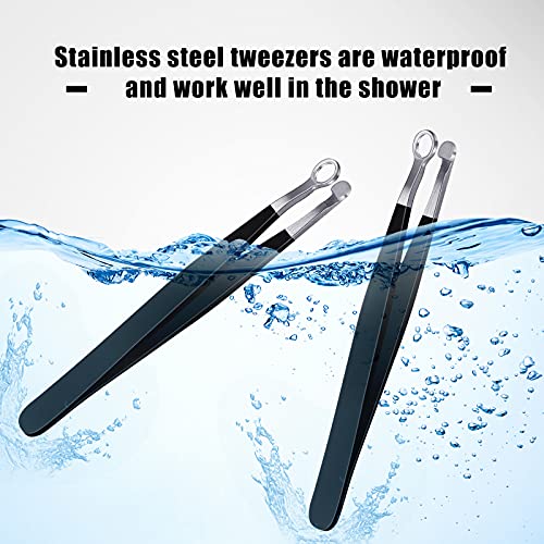 2 Pieces Nose Hair Tweezers Nose Hair Trimming Tweezers Stainless Steel Round...