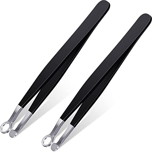 2 Pieces Nose Hair Tweezers Nose Hair Trimming Tweezers Stainless Steel Round...