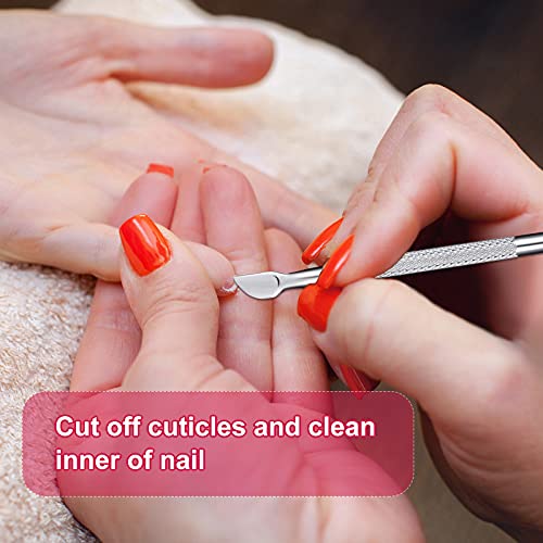 24 Pieces Nail Cuticle Pusher and Cutter Stainless Steel Nail Polish Remover ...