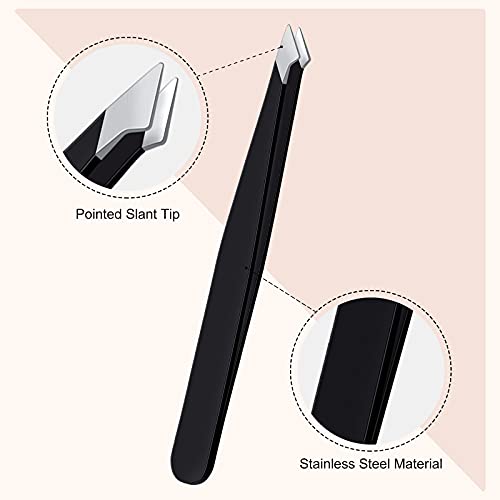 3 Pieces Eyebrow Tweezers Stainless Steel Pointed Slant Tweezers Pointed Hair...