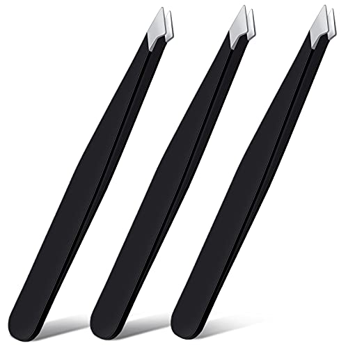 3 Pieces Eyebrow Tweezers Stainless Steel Pointed Slant Tweezers Pointed Hair...