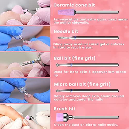 30 Pieces Nail Drill Bits Set 3/32 Inch Ceramic Efile Nail Drill Bits Diamond...