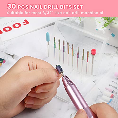 30 Pieces Nail Drill Bits Set 3/32 Inch Ceramic Efile Nail Drill Bits Diamond...