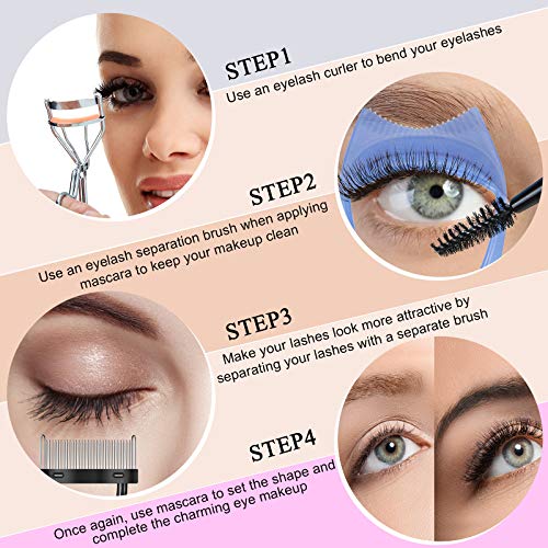 4 Pieces Eyelash Makeup Tool Includes 2 Pieces Plastic 3-in-1 Cosmetic Eyelas...