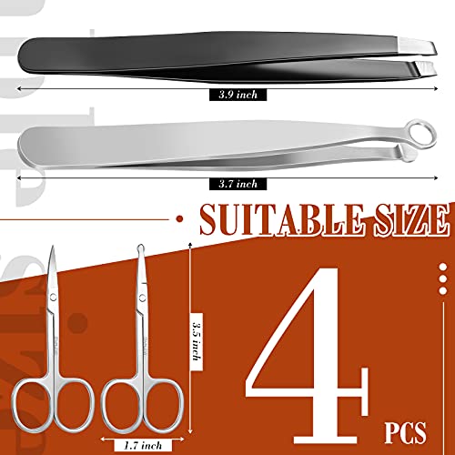 4 Pieces Nose Hair Tweezers Scissors Set Include Nose Hair Trimming Tweezers,...
