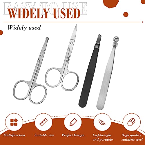 4 Pieces Nose Hair Tweezers Scissors Set Include Nose Hair Trimming Tweezers,...