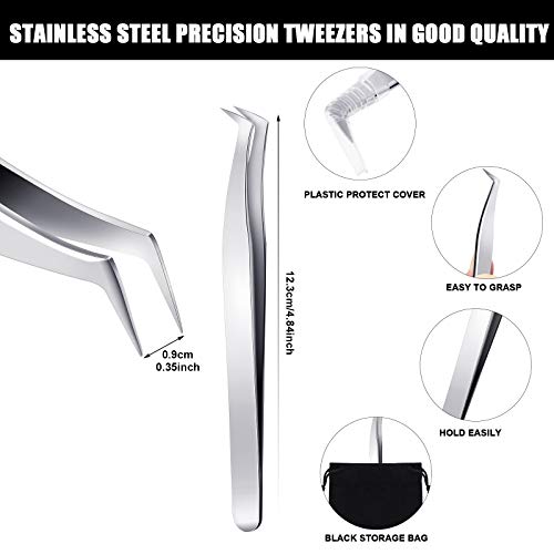 6 Piece Eyelash Extension Tweezers Stainless Steel Precision Tweezers Volume ...