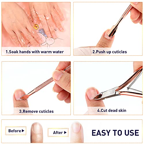 8 Pieces Cuticle Trimmer with Cuticle Pusher Set Include 4 Stainless Steel Cu...