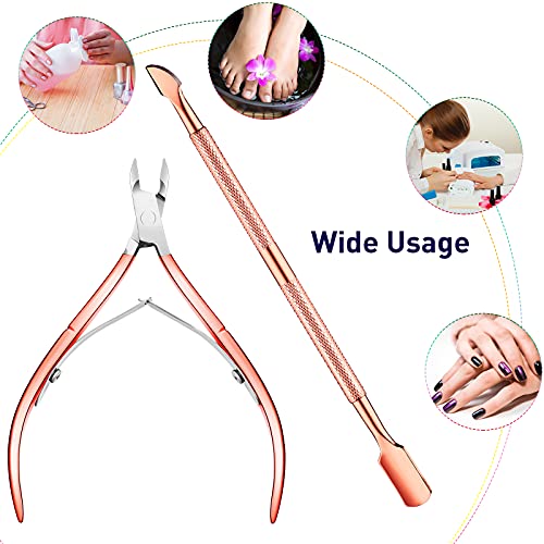 8 Pieces Cuticle Trimmer with Cuticle Pusher Set Include 4 Stainless Steel Cu...