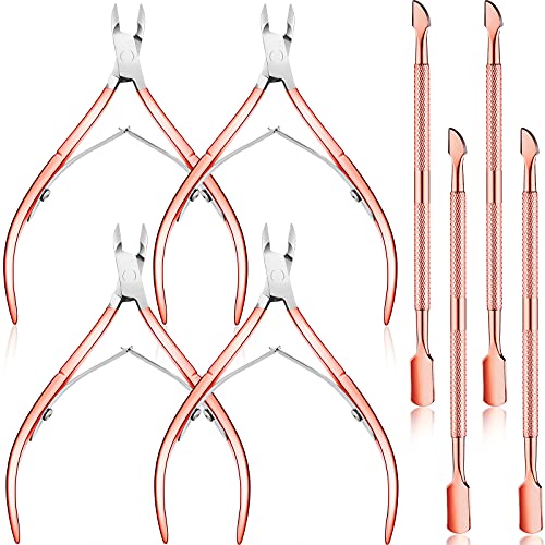 8 Pieces Cuticle Trimmer with Cuticle Pusher Set Include 4 Stainless Steel Cu...