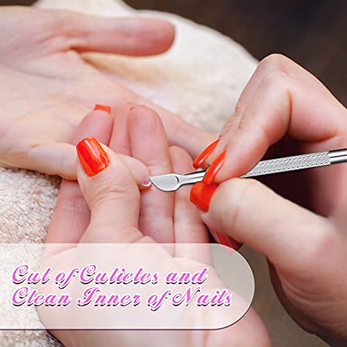 8 Pieces Nail Cuticle Pusher and Cutter Stainless Steel Nail Remover Pusher D...