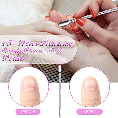 8 Pieces Nail Cuticle Pusher and Cutter Stainless Steel Nail Remover Pusher D...