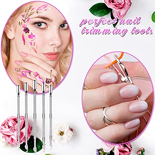 8 Pieces Nail Cuticle Pusher and Cutter Stainless Steel Nail Remover Pusher D...
