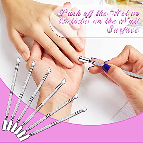 8 Pieces Nail Cuticle Pusher and Cutter Stainless Steel Nail Remover Pusher D...