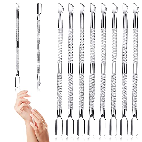 8 Pieces Nail Cuticle Pusher and Cutter Stainless Steel Nail Remover Pusher D...