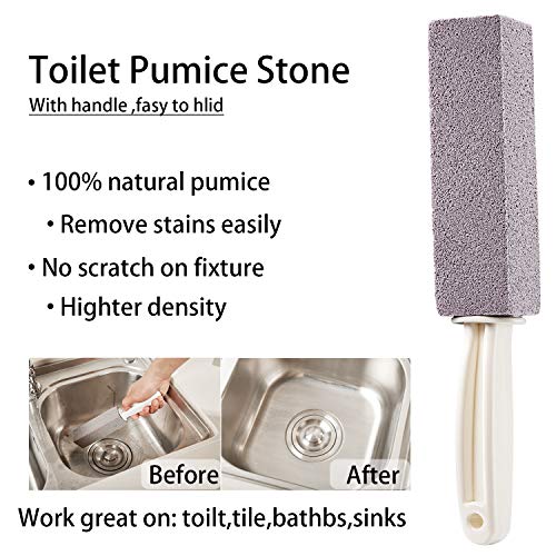 Pumice Stones for Cleaning with Handle Pumice Sticks for Removing Toilet Bowl...
