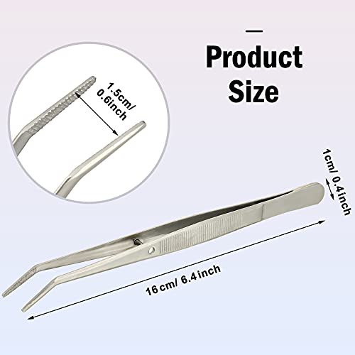 Stainless Steel Tweezers with Curved Serrated Tip Multipurpose Tweezers Sewin...