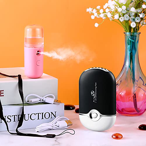 USB Mini Eyelash Fan and Potable Nano Facial Mister Rechargeable Handheld Eye...