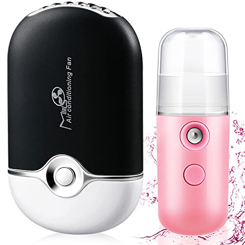 USB Mini Eyelash Fan and Potable Nano Facial Mister Rechargeable Handheld Eye...