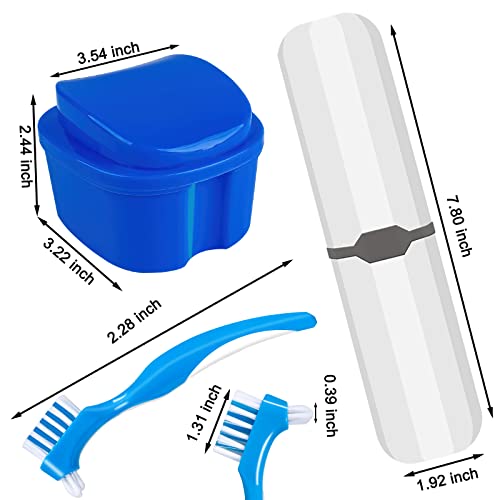 Denture Case Kit, 2 Denture Cup with 2 Denture Brush & 2 Portable Brush Box, ...