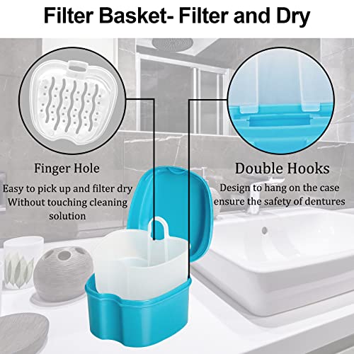 hoolyn 2 Denture Case with 2 Denture Brush & 2 Portable Brush Box, Denture Br...