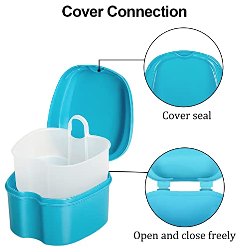hoolyn 2 Denture Case with 2 Denture Brush & 2 Portable Brush Box, Denture Br...