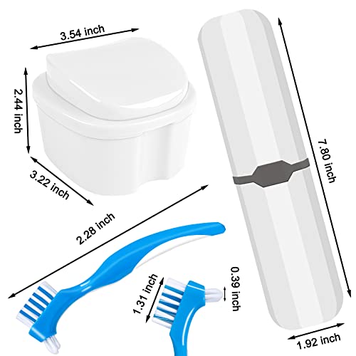 hoolyn 2 Denture Case with 2 Denture Brush & 2 Portable Brush Box, Denture Br...