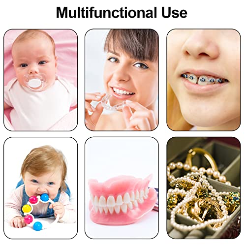 hoolyn 2 Denture Case with 2 Denture Brush & 2 Portable Brush Box, Denture Br...