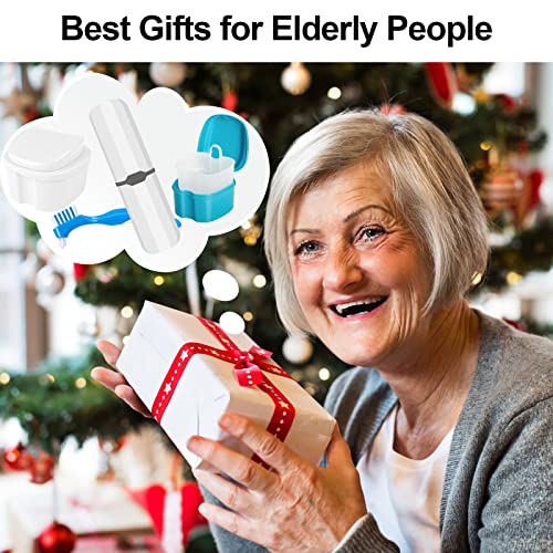 hoolyn 2 Denture Case with 2 Denture Brush & 2 Portable Brush Box, Denture Br...