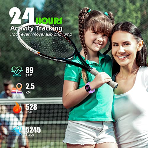 Kids Fitness Activity Tracker Watch, 1.4" DIY Watch Face IP68 Waterproof Kids...