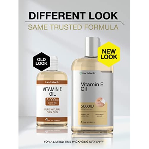 Natural Vitamin E Oil 5000 IU | 8 oz (2 x 4oz) | For Skin, Hair & Face | Vege...