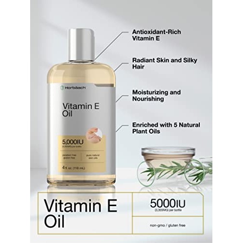 Natural Vitamin E Oil 5000 IU | 8 oz (2 x 4oz) | For Skin, Hair & Face | Vege...
