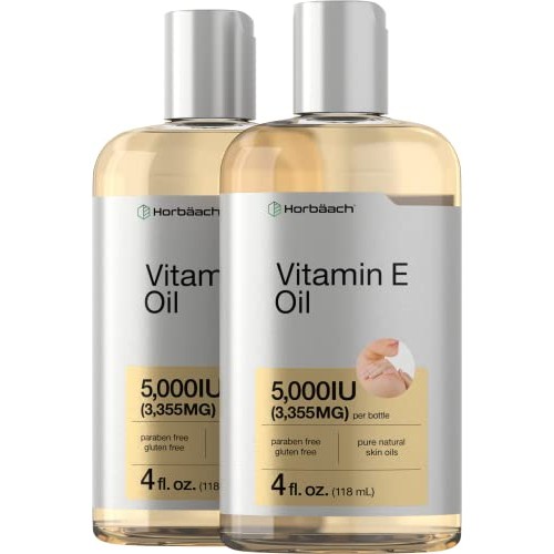 Natural Vitamin E Oil 5000 IU | 8 oz (2 x 4oz) | For Skin, Hair & Face | Vege...