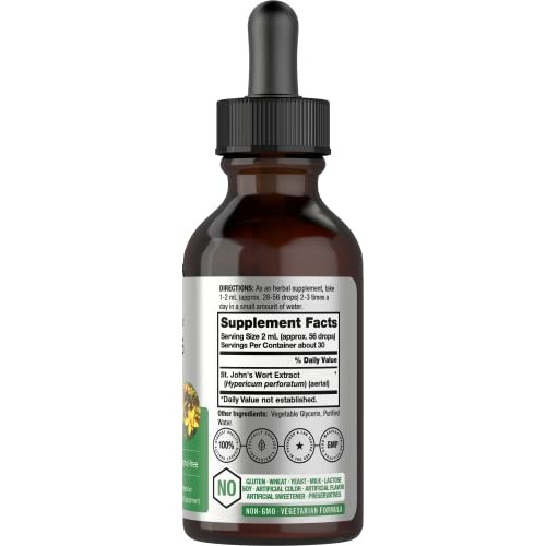 St Johns Wort Tincture | 2 Oz | Alcohol Free | Vegeterian, Non-GMO, Gluten Fr...
