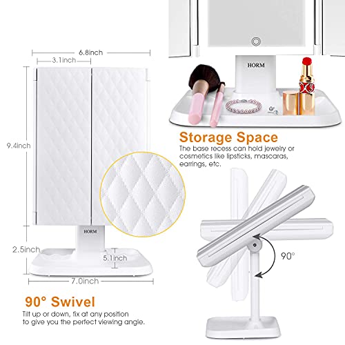 Makeup Mirror Vanity Mirror with Lights - 3 Color Lighting Modes 72 LED Trifo...