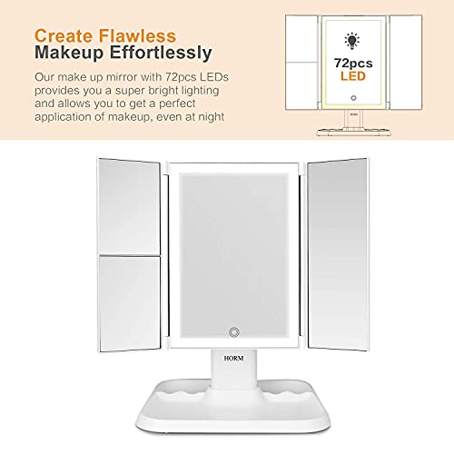 Makeup Mirror Vanity Mirror with Lights - 3 Color Lighting Modes 72 LED Trifo...