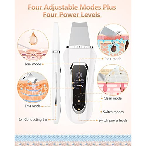 Skin Scrubber Face Spatula Blackhead Remover Pore Cleaner with 4 Modes Plus 4...