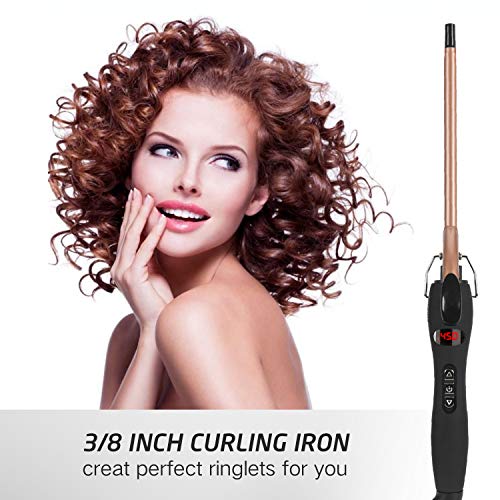 9mm Thin Curling Iron Ceramic, 3/8 Inch Small Barrel Curling Wand for Long & ...