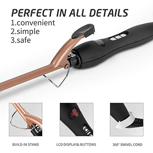 9mm Thin Curling Iron Ceramic, 3/8 Inch Small Barrel Curling Wand for Long & ...