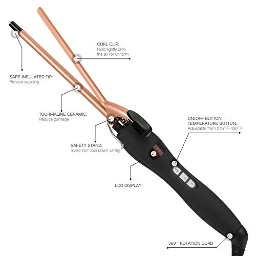 9mm Thin Curling Iron Ceramic, 3/8 Inch Small Barrel Curling Wand for Long & ...