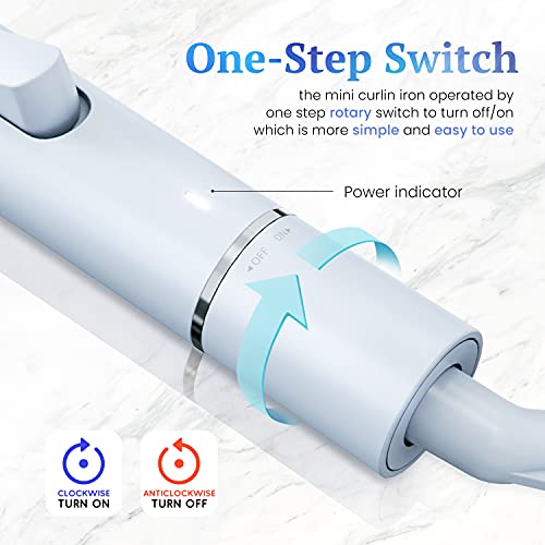 Ceramic Mini Curling Iron for Short Hair, Small Hair Curler Iron for Travel, ...