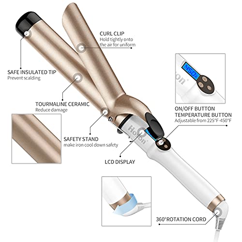 Hoson 1 1/2 Inch Curling Iron Large Barrel, 1.5 Long Barrel Curling Wand Dual...