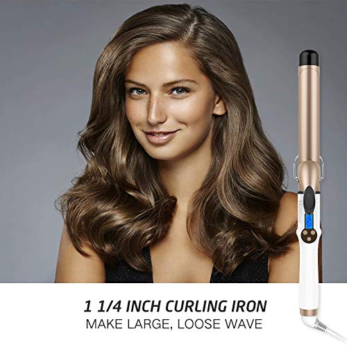 Hoson 1 1/4 Inch Curling Iron Professional Ceramic Tourmaline Coating Barrel ...