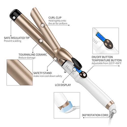 Hoson 1 1/4 Inch Curling Iron Professional Ceramic Tourmaline Coating Barrel ...