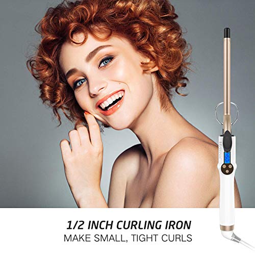 Hoson 1/2 Inch Curling Iron Professional, Ceramic Tourmaline Curl Wand Barrel...