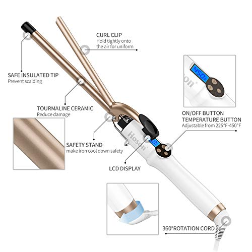 Hoson 1/2 Inch Curling Iron Professional, Ceramic Tourmaline Curl Wand Barrel...