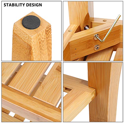 Hossejoy Bamboo Shower Bench Seat Wood Spa Bath Luxury Organizer Stool Shower...