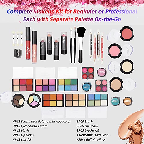 Hot Sugar Mixed Beauty Makeup Kit Cosmetic Set All in One Train Case Matte Sh...